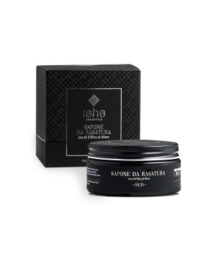 Isha Cosmetics Sapone da Rasatura con oli di Oliva ed Alloro - Profumo Oud